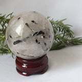 Tourmalinated Quartz Sphere With Stand #4