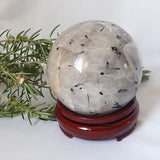Tourmalinated Quartz Sphere With Stand #3