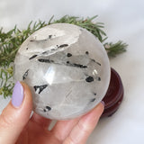 Tourmalinated Quartz Sphere With Stand #3