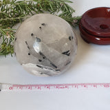 Tourmalinated Quartz Sphere With Stand #3