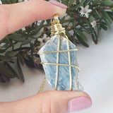 Blue Kyanite Necklace - Gold