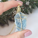Blue Kyanite Necklace - Gold