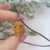 Mookaite Jasper Skull Necklace - Wax Cord
