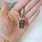 Tiger Eye Skull Necklace - Wax Cord