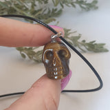 Tiger Eye Skull Necklace - Wax Cord