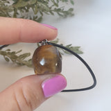 Tiger Eye Skull Necklace - Wax Cord