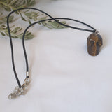 Tiger Eye Skull Necklace - Wax Cord