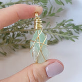 Green Calcite Necklace - Gold