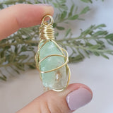 Green Calcite Necklace - Gold