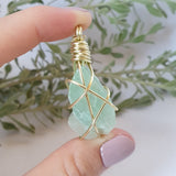 Green Calcite Necklace - Gold