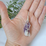 Chevron Amethyst Necklace - Sliver