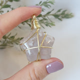 Flower Agate Star Necklace - Gold