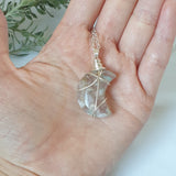Flower Agate  Moon Necklace - Silver