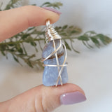 Blue Lace Agate Necklace - Silver