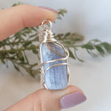 Blue Lace Agate Necklace - Silver
