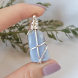 Blue Lace Agate Necklace - Silver