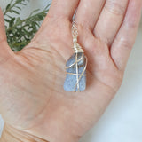 Blue Lace Agate Necklace - Silver