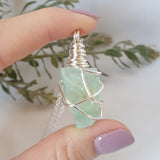 Green Calcite Necklace - Silver