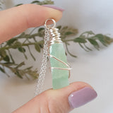 Green Calcite Necklace - Silver