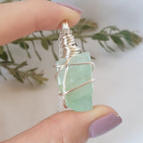 Green Calcite Necklace - Silver