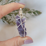 Chevron Amethyst Necklace - Sliver