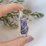 Chevron Amethyst Necklace - Sliver