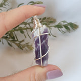 Chevron Amethyst Necklace - Sliver
