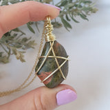 Unakite Necklace - Gold