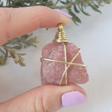 Rhodochrosite Necklace - Gold