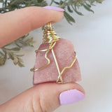 Rhodochrosite Necklace - Gold
