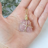 Rhodochrosite Necklace - Gold