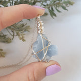 Blue Calcite Necklace - Silver
