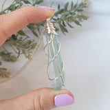 Aqua Aura Quartz Necklace - Silver