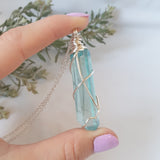 Aqua Aura Quartz Necklace - Silver