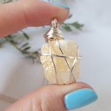 Orange Calcite Necklace - Silver