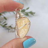 Orange Calcite Necklace - Silver
