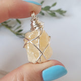 Orange Calcite Necklace - Silver