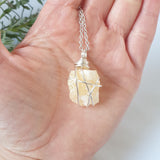 Orange Calcite Necklace - Silver