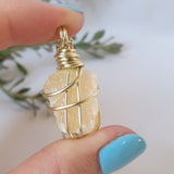 Orange Calcite Necklace - Gold