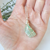Green Calcite Necklace - Gold