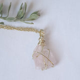 Rose Quartz Necklace - Gold
