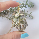 Green Tourmaline with Lepidolite  Necklace - Gold
