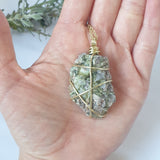 Green Tourmaline with Lepidolite  Necklace - Gold