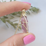 Pink Tourmaline Necklace - Gold