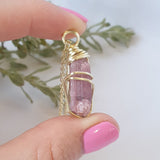 Pink Tourmaline Necklace - Gold