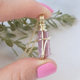 Pink Tourmaline Necklace - Gold