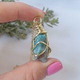 Blue Apatite Necklace - Gold