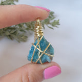 Blue Apatite Necklace - Gold