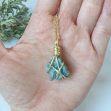 Blue Apatite Necklace - Gold