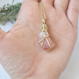 Strawberry Quartz Necklace - Gold